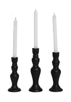10" Matte Black Ceramic Candlestick Set