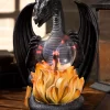 10" Dragon With Lighted Static Magic Ball Decoration