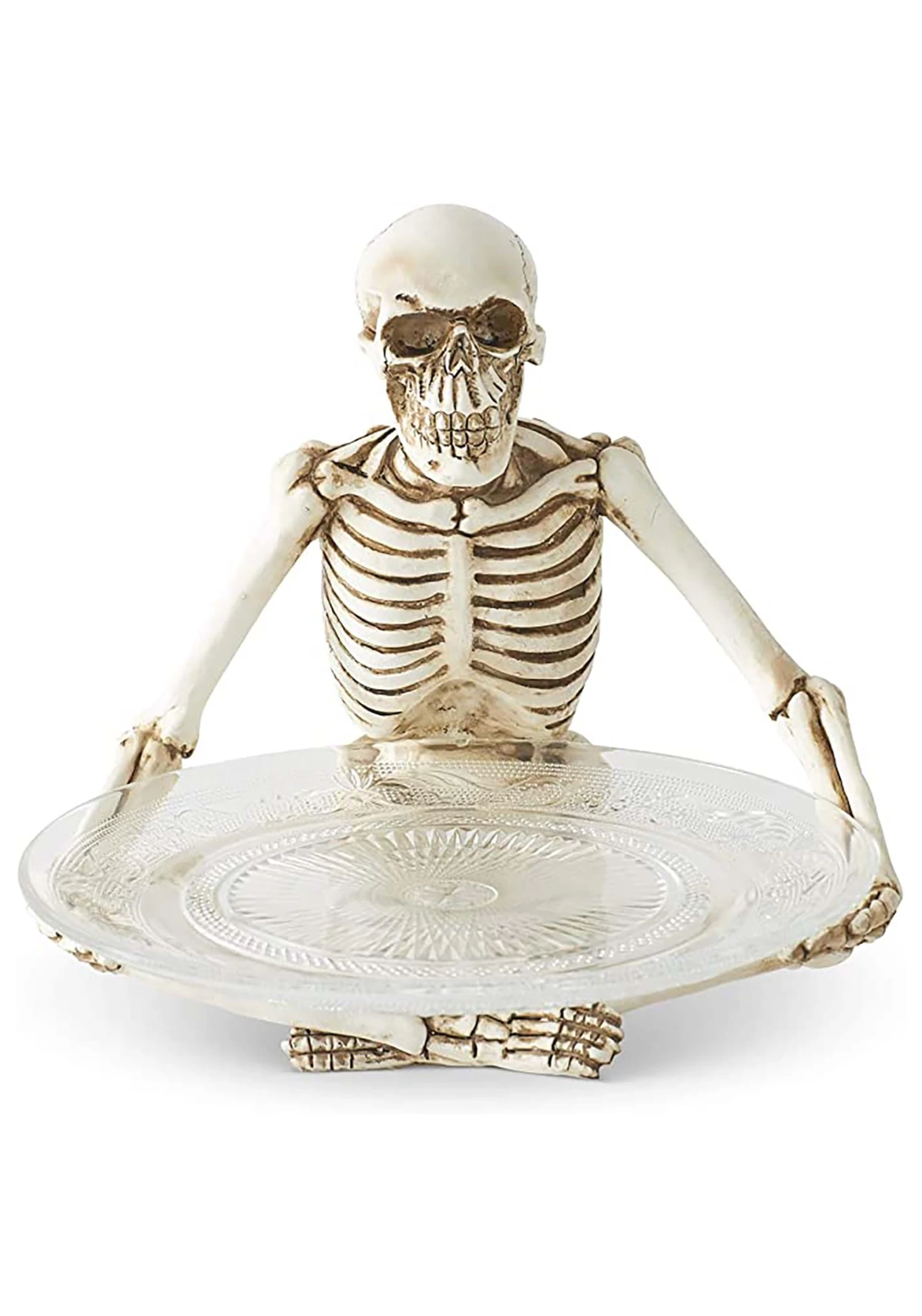 10-Inch Resin Sitting Skeleton Holding Glass Plate Decoration 2 10-Inch Resin Sitting Skeleton Holding Glass Plate Decoration - Image 2