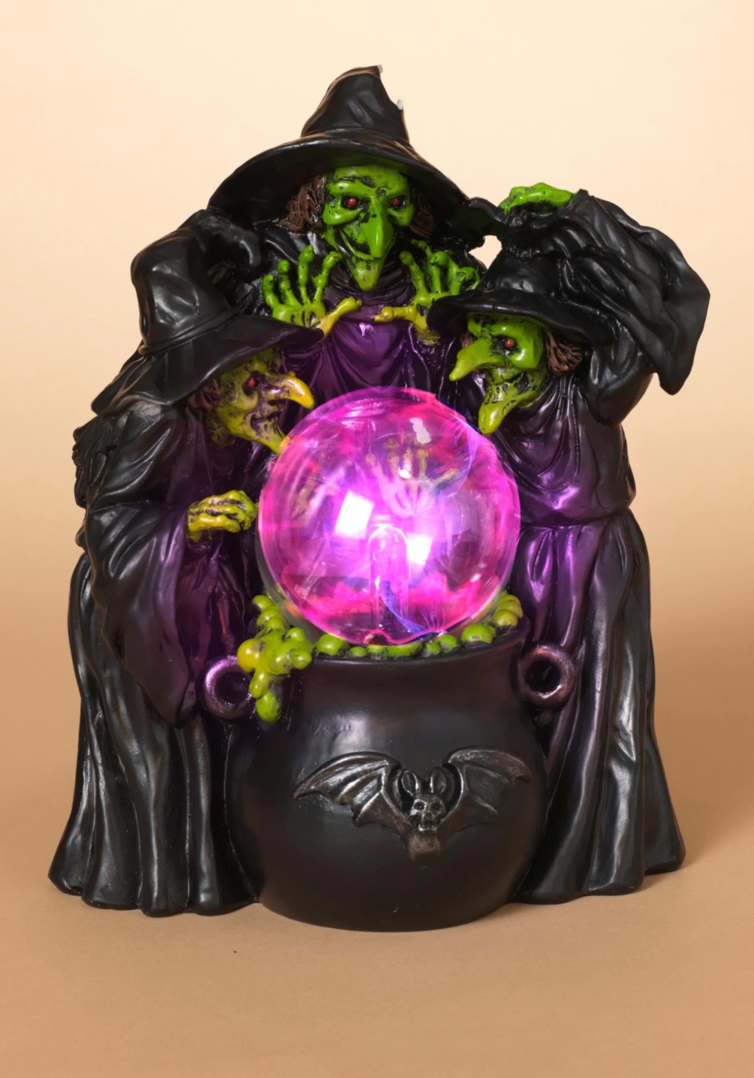 10-Inch Witches & Cauldron With Static Lighted Magic Ball Decoration 2 10-Inch Witches & Cauldron With Static Lighted Magic Ball Decoration - Image 2