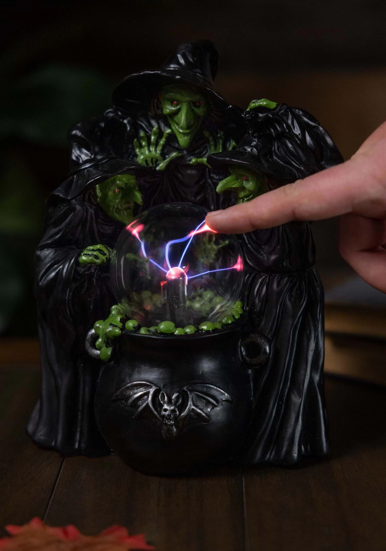 10-Inch Witches & Cauldron With Static Lighted Magic Ball Decoration 3 10-Inch Witches & Cauldron With Static Lighted Magic Ball Decoration - Image 3