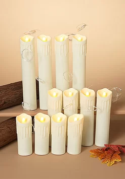 12 Lighted Spooky Halloween Hanging Candles With Timer & Remote