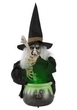 17" Brewing Witch With Black Cauldron Decoration -Halloween Decoration Store 17 h black brewing witch w cauldron alt 4