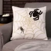 Embroidered Spiders & Web 18-Inch Pillow