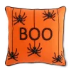 Orange 18 Inch Beaded BOO Spiders Halloween Decorative Pillow