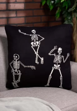 20-Inch Black & Cream Skeleton Cotton Knit Pillow