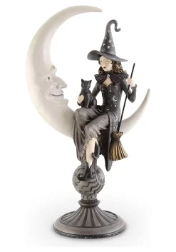 20" Crescent Moon With Sitting Witch Figure