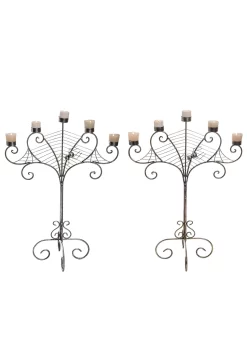 25" Silver & Gold Spider Web Candelabra Decoration