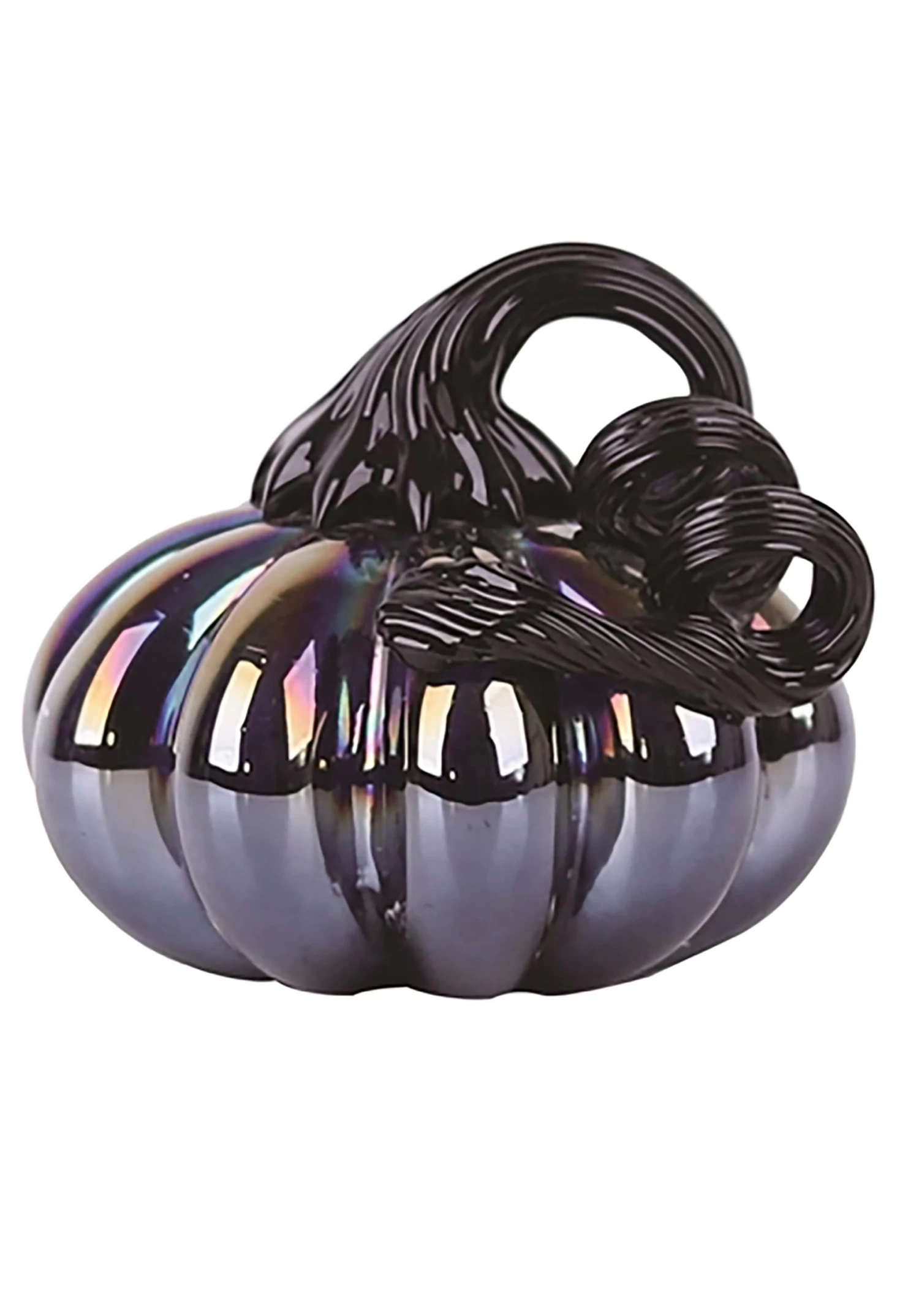 Glass Oil Slick 3 Inch Pumpkin Decoration 2 Glass Oil Slick 3 Inch Pumpkin Decoration - Image 2