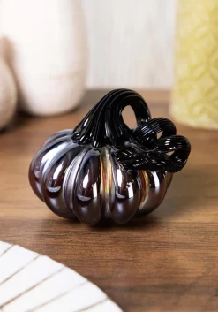 Glass Oil Slick 3 Inch Pumpkin Decoration