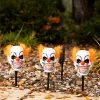 3 Piece Light Up Clown Head Stakes With Sound & Movement Decoration