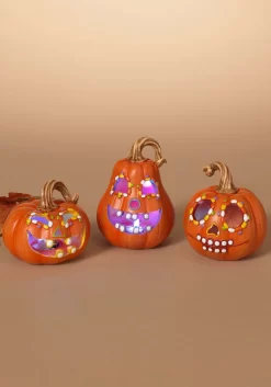 Set Of Three Halloween 4" Sugar Skull Pumpkins