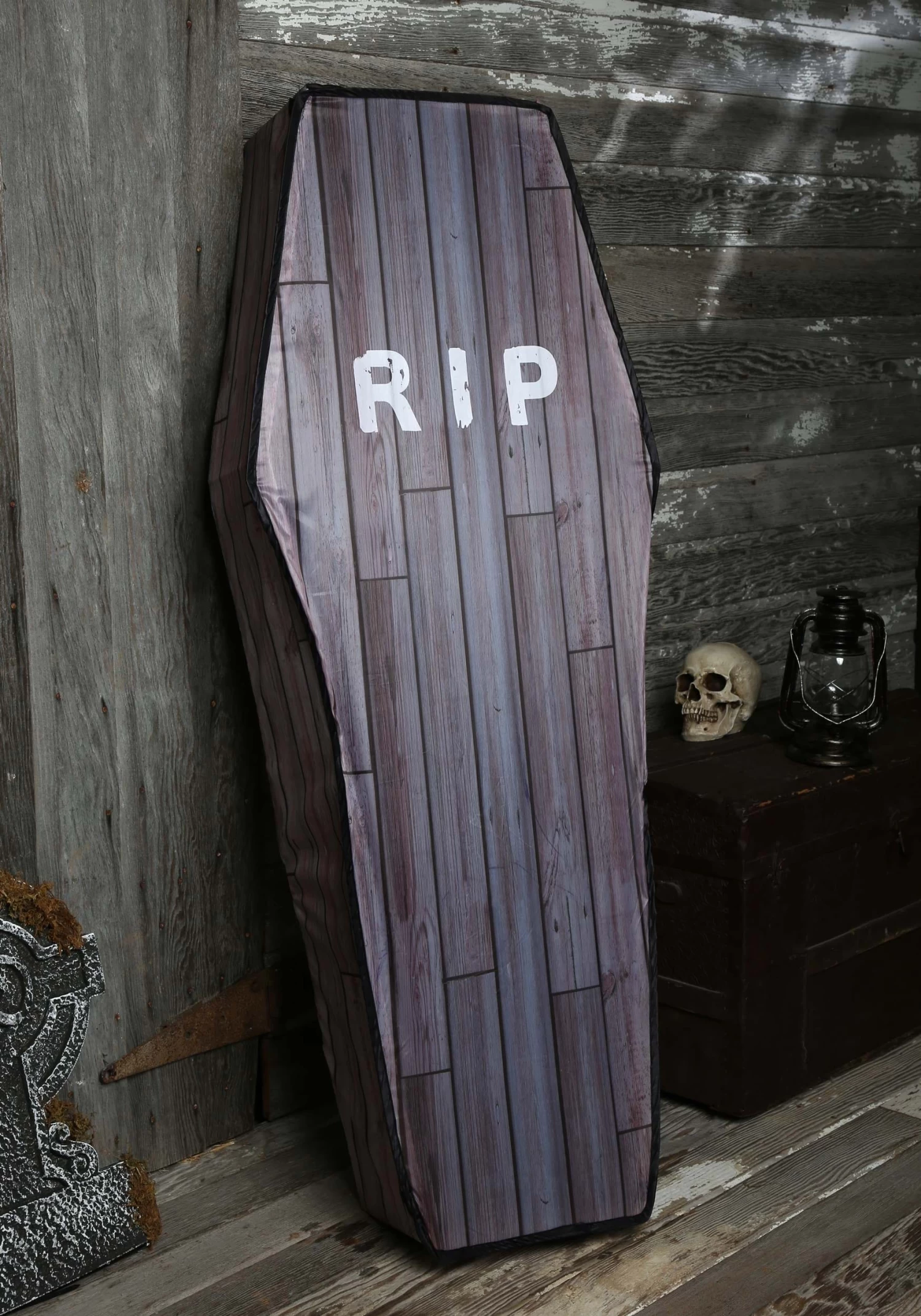 Fun World 5 Foot Collapsible Wood Grain Look Coffin 1 Fun World 5 Foot Collapsible Wood Grain Look Coffin
