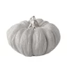 5" Silver Metallic Textured Ceramic Pumpkin Decoration