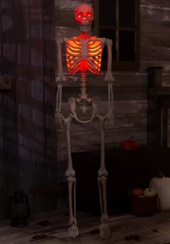 5 Foot Red Light Up Face And Chest Poseable Skeleton Halloween Decoration -Halloween Decoration Store 5ft poseable red light up face chest skeleton alt 2