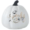 6.5in White Ceramic Spooky Decal Pumpkin