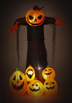 Ghostly 6 Foot Pumpkin Decoration 6 Ghostly 6 Foot Pumpkin Decoration -Halloween Decoration Store 6 ft ghostly pumpkin decoration alt 2