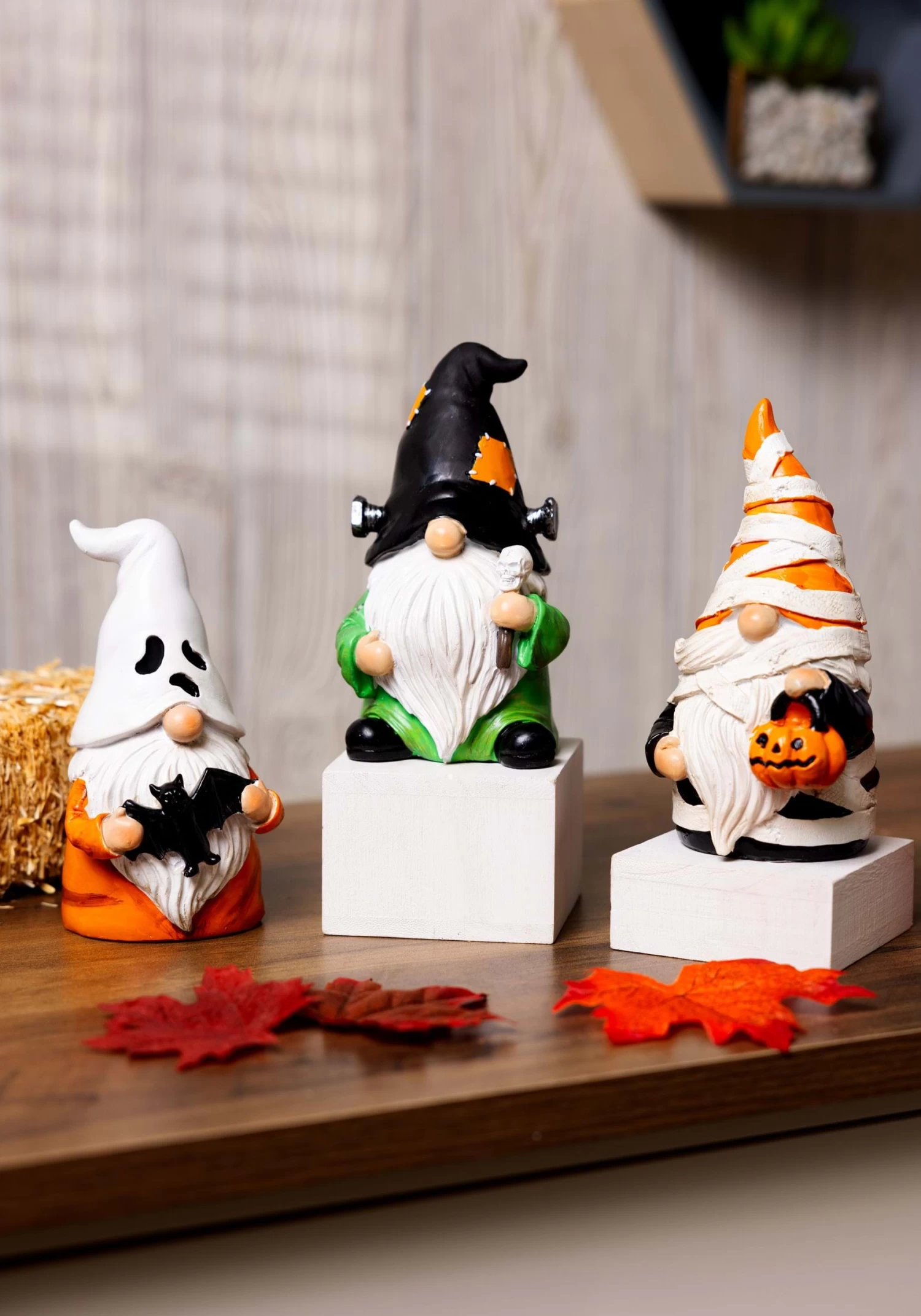 6" Halloween Set Of 3 Character Resin Gnomes Decoration 1 6" Halloween Set Of 3 Character Resin Gnomes Decoration