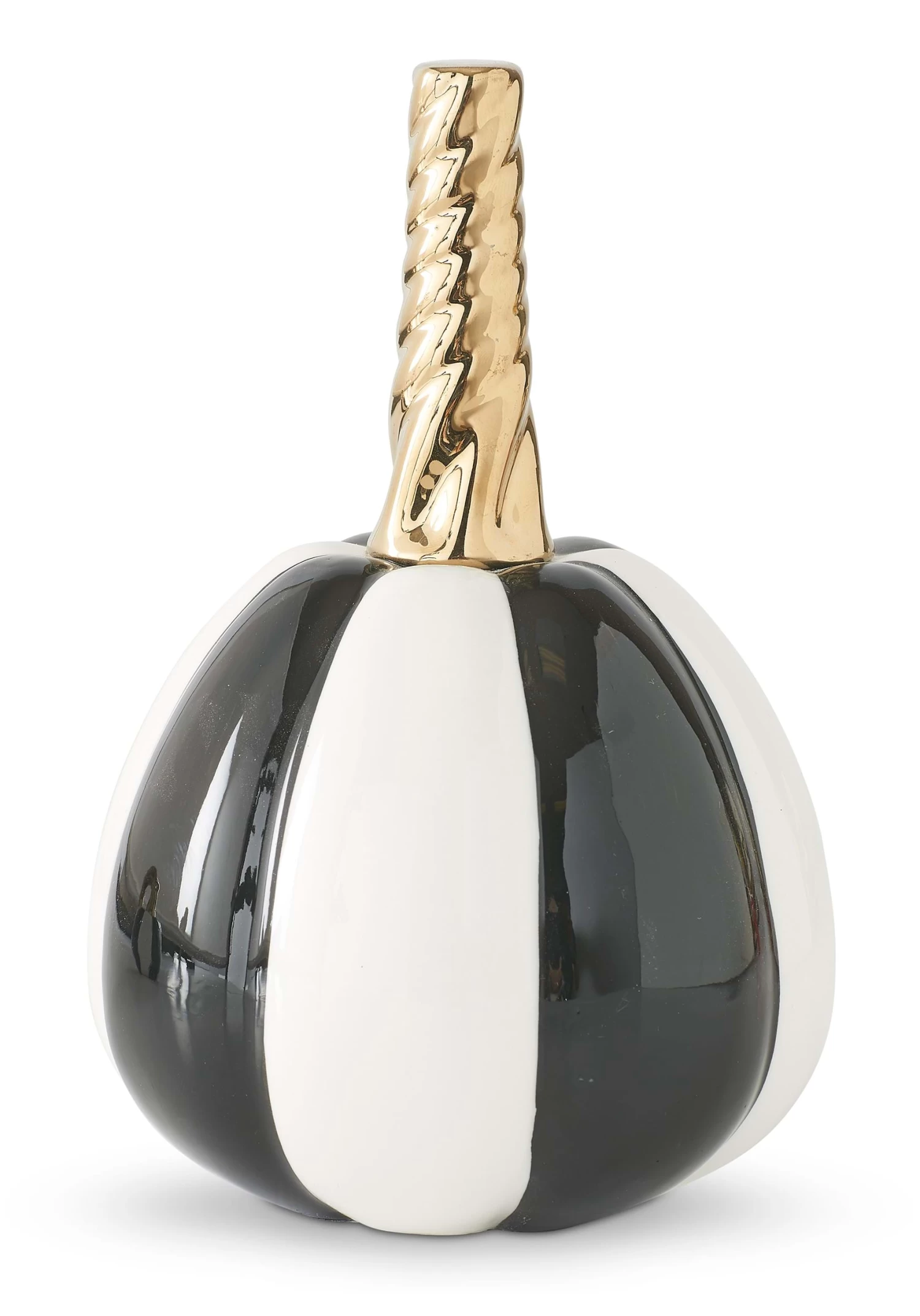 7-Inch White And Black Striped Ceramic Pumpkin Decoration 3 7-Inch White And Black Striped Ceramic Pumpkin Decoration - Image 3