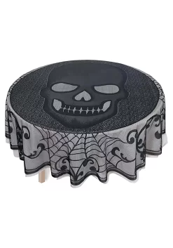 AMSCAN 70-Inch Round Skull Lace Decorative Table Cover -Halloween Decoration Store 70 round skull lace table cover alt 2