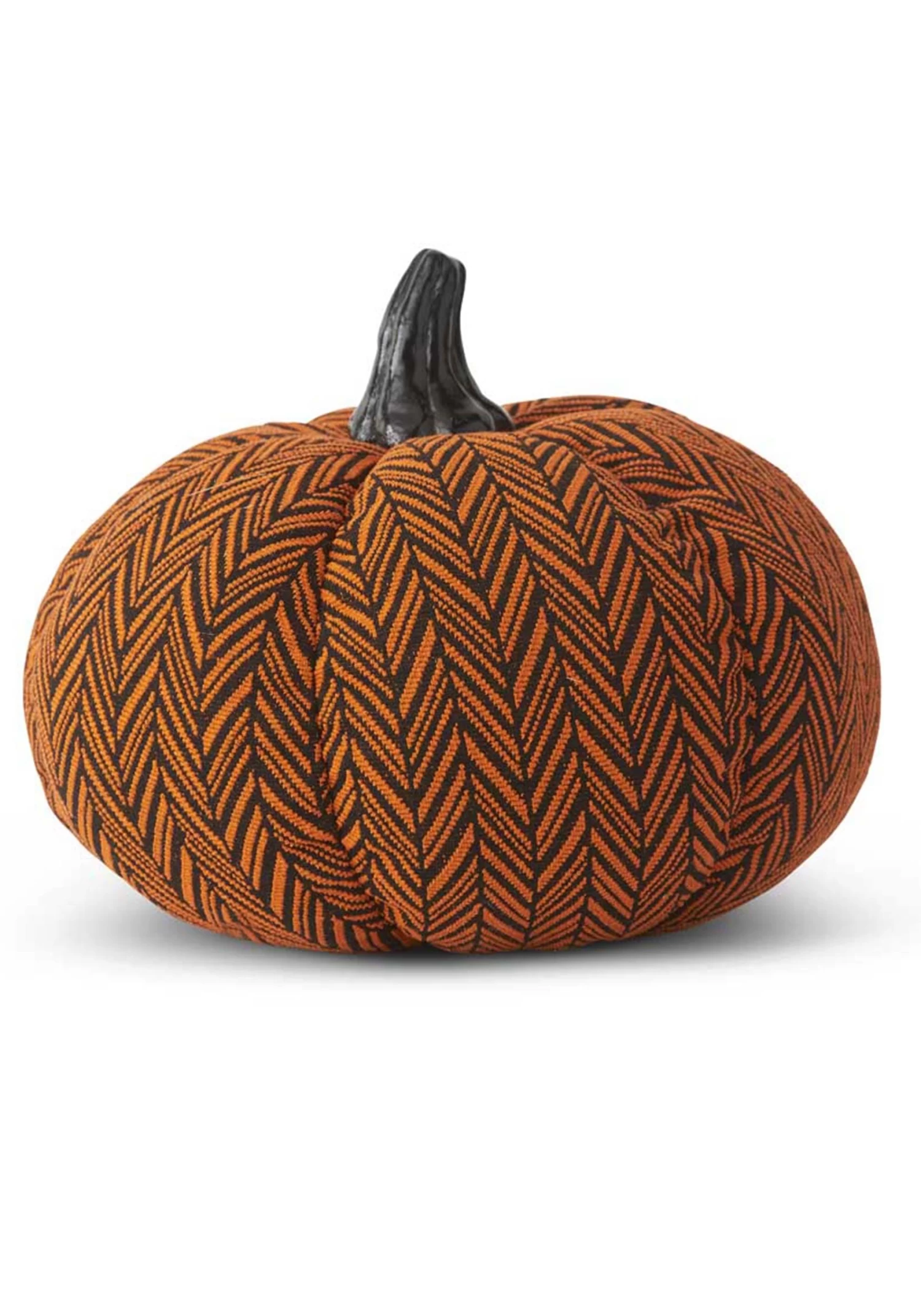 8" Orange And Black Herringbone Pumpkin 1 8" Orange And Black Herringbone Pumpkin