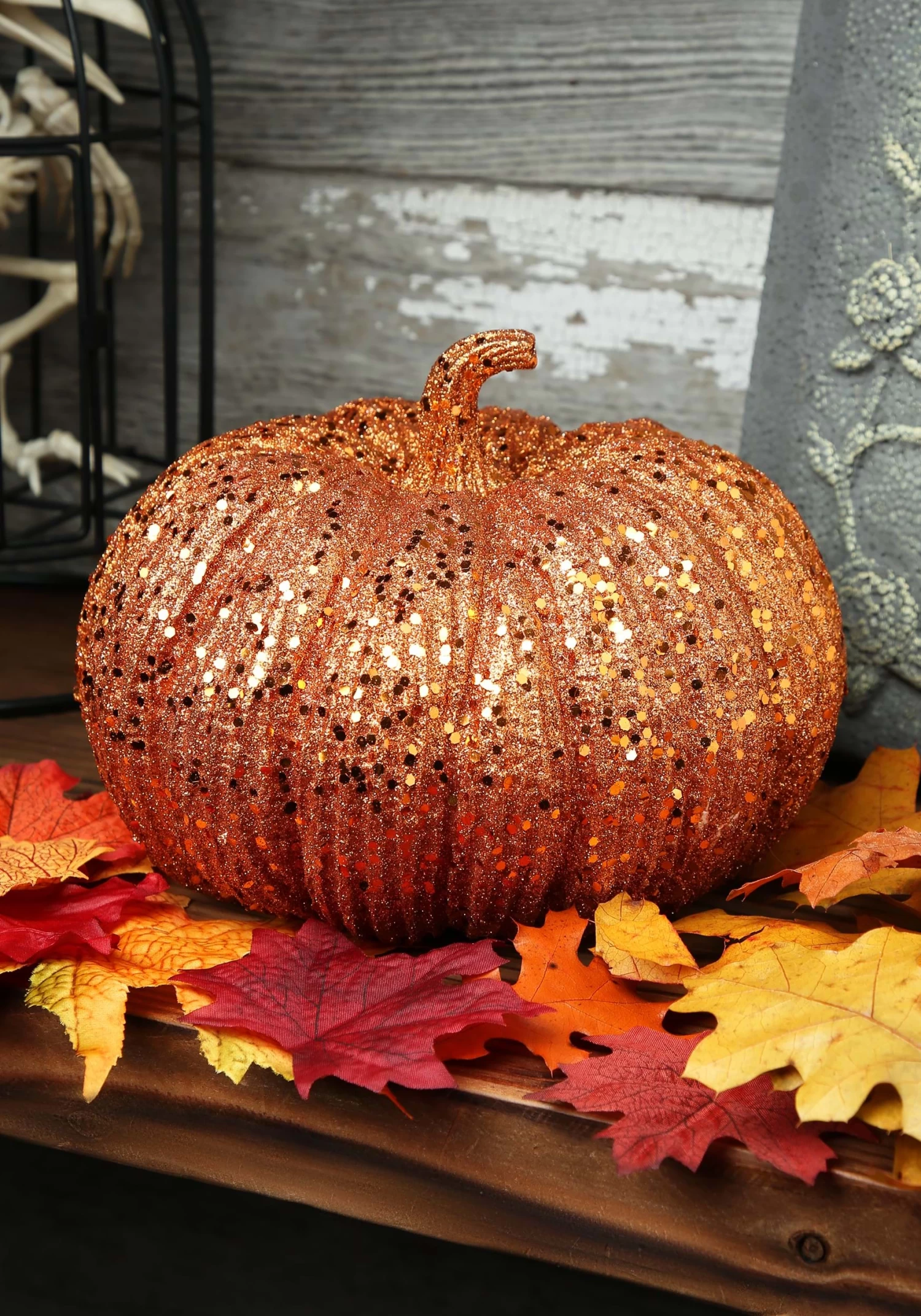 Eight Inch Orange Glitter Pumpkin 1 Eight Inch Orange Glitter Pumpkin