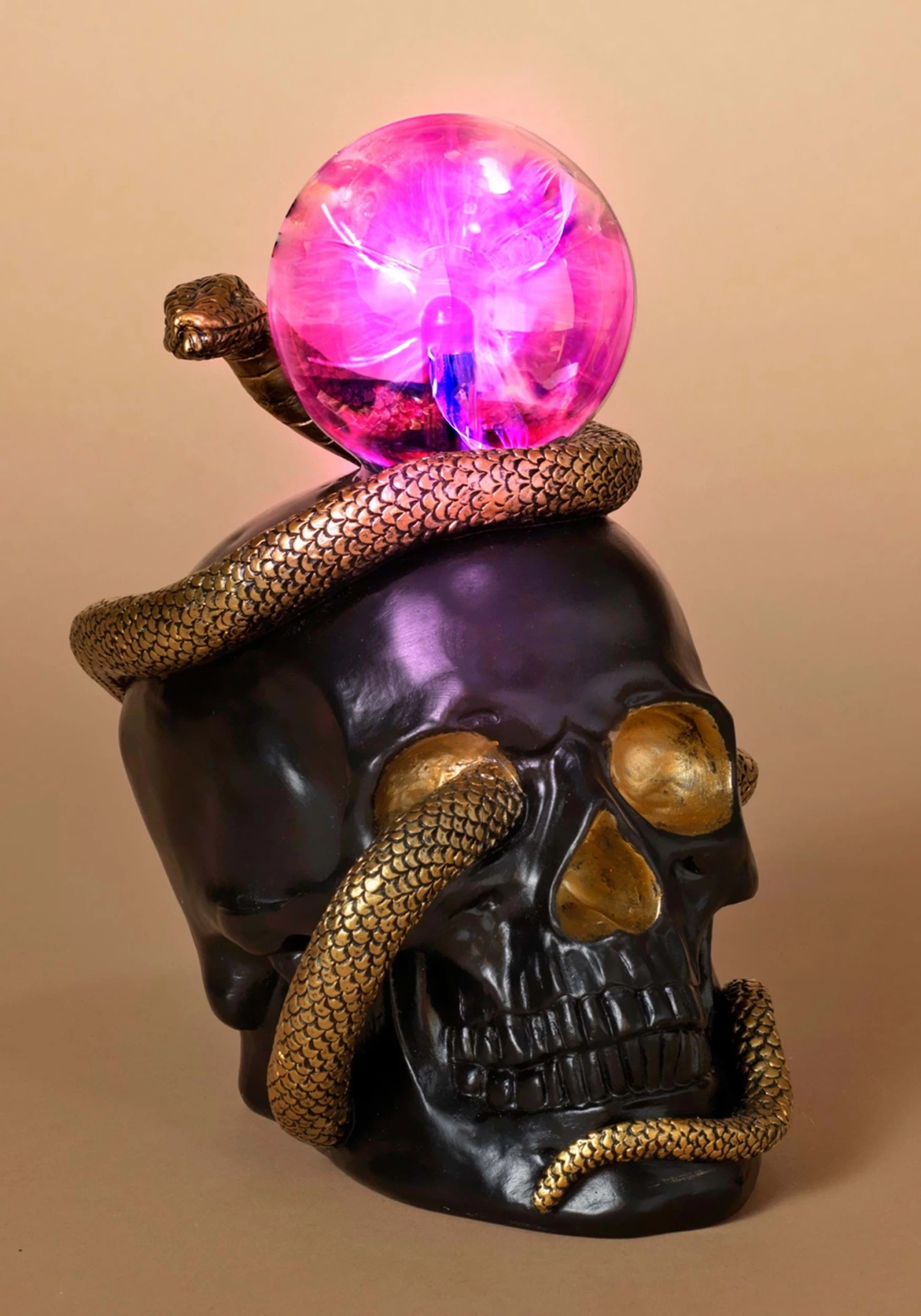 8" Skull & Snake W/ Static Lighted Magic Ball Decoration 1 8" Skull & Snake W/ Static Lighted Magic Ball Decoration