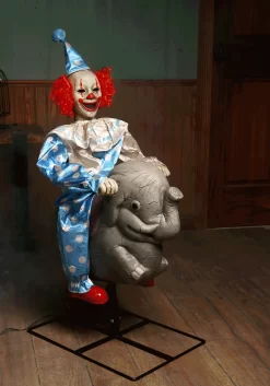 Animated Rocking Clown And Elephant Halloween Decoration