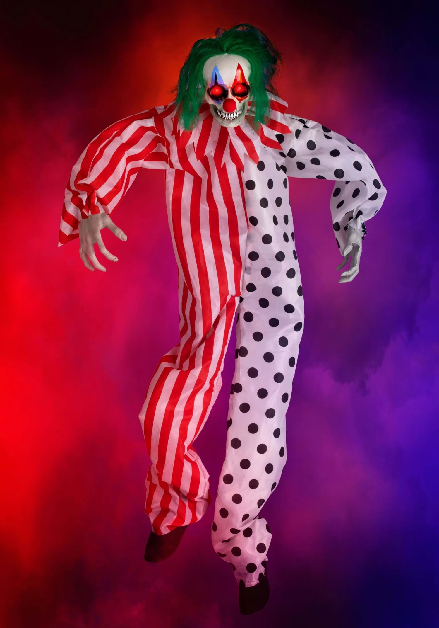 Animated Talking Evil Clown Hanging Halloween Decoration 1 Animated Talking Evil Clown Hanging Halloween Decoration