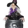 Animated Witch In Cauldron Decor