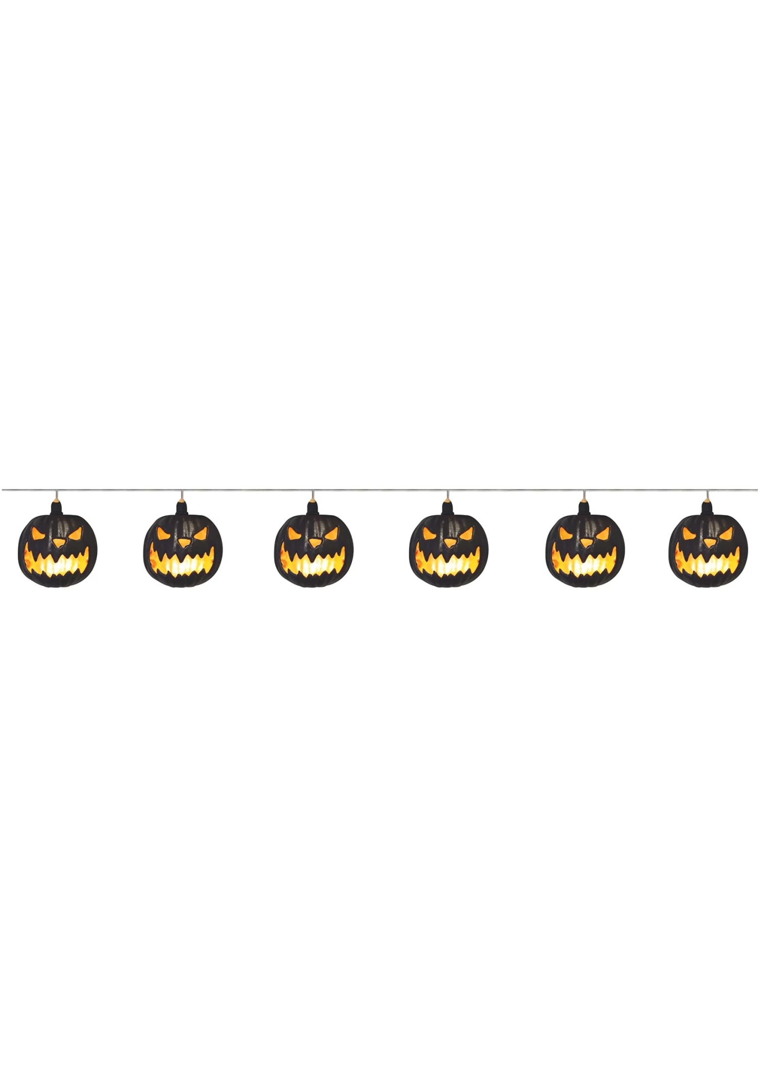 Light Up Black Jack-o-Lantern Garland 1 Light Up Black Jack-o-Lantern Garland
