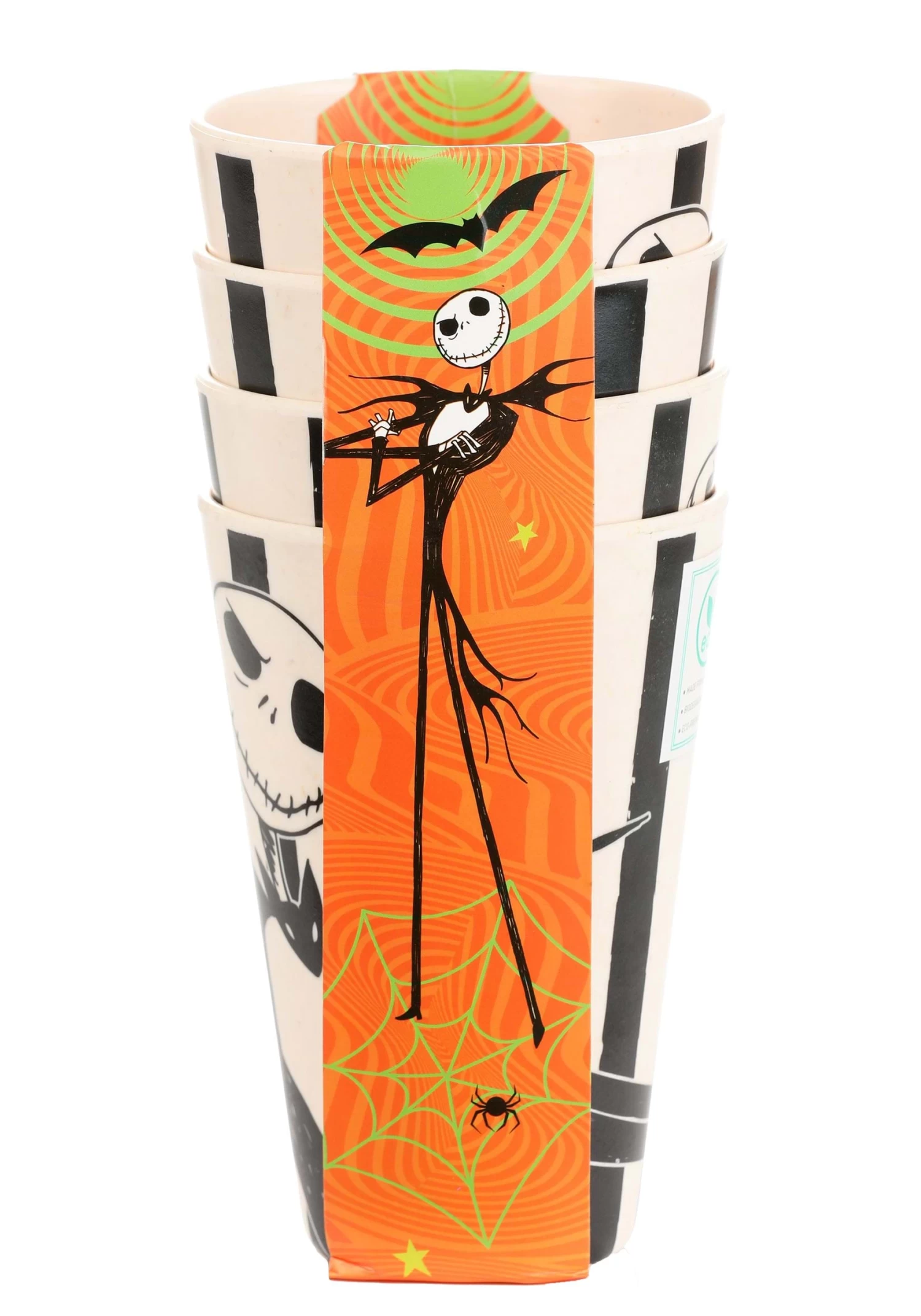 Set Of 4 Disney Nightmare Before Christmas Jack Striped Tumblers 2 Set Of 4 Disney Nightmare Before Christmas Jack Striped Tumblers - Image 2