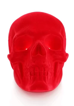 Flocked Velvet Light Up Skull Halloween Decoration