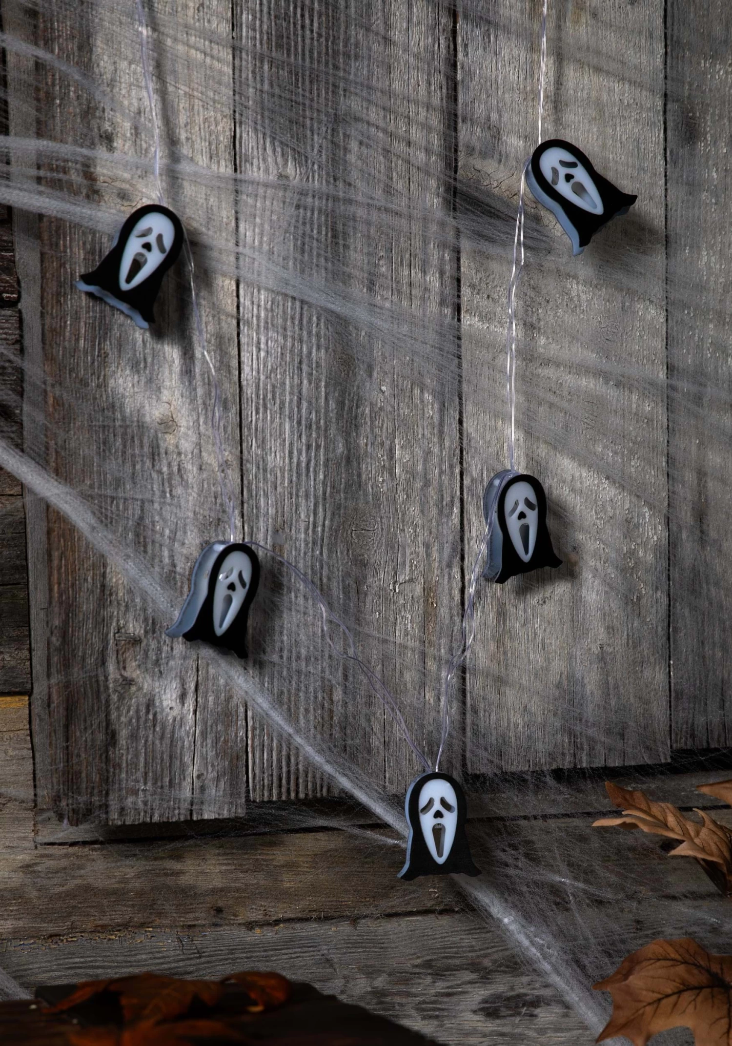 Fun World String Of 10 Ghost Face Lights Decoration 2 Fun World String Of 10 Ghost Face Lights Decoration - Image 2