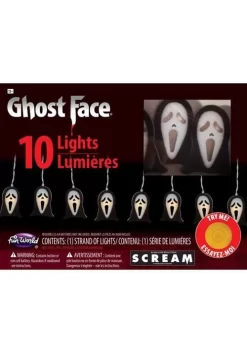 Fun World String Of 10 Ghost Face Lights Decoration 5 Fun World String Of 10 Ghost Face Lights Decoration -Halloween Decoration Store ghost face string lights 10 alt 2