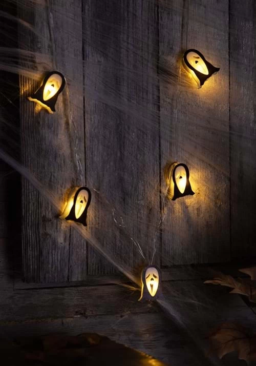 Fun World String Of 10 Ghost Face Lights Decoration 1 Fun World String Of 10 Ghost Face Lights Decoration