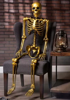 Halloween Decoration Store 19 60 Inch Gold Life Size Posable Skeleton Prop