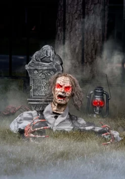 Half Body Zombie With Light Up Red Eyes Halloween Decoration -Halloween Decoration Store half body zombie with red light alt 2