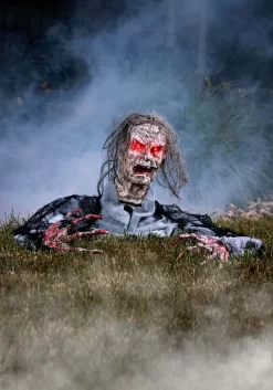 Half Body Zombie With Light Up Red Eyes Halloween Decoration