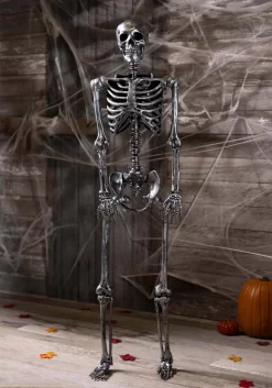 Life Size Dark Grey / Silver Skeleton Halloween Decoration