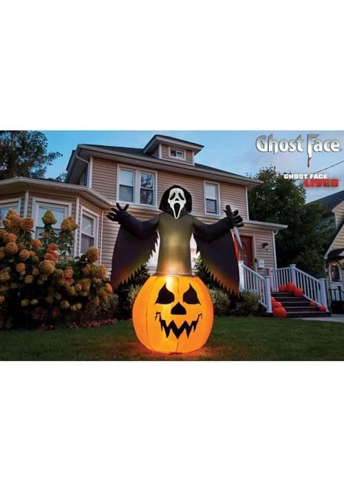 Fun World 6FT Light Up Inflatable Ghost Face Halloween Pumpkin Decoration 2 Fun World 6FT Light Up Inflatable Ghost Face Halloween Pumpkin Decoration - Image 2