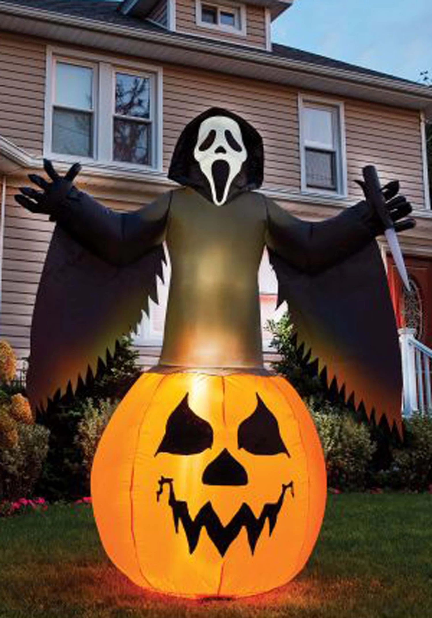 Fun World 6FT Light Up Inflatable Ghost Face Halloween Pumpkin Decoration 1 Fun World 6FT Light Up Inflatable Ghost Face Halloween Pumpkin Decoration
