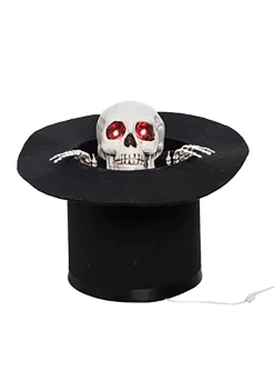 Animated Light Up Skull With Top Hat Décor