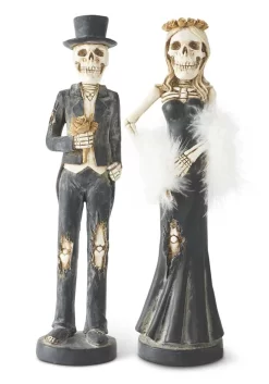 Skeleton Man And Lady Tapered Resin Candlesticks Decoration -Halloween Decoration Store resin skeleton lady man tapered candlesticks alt 2