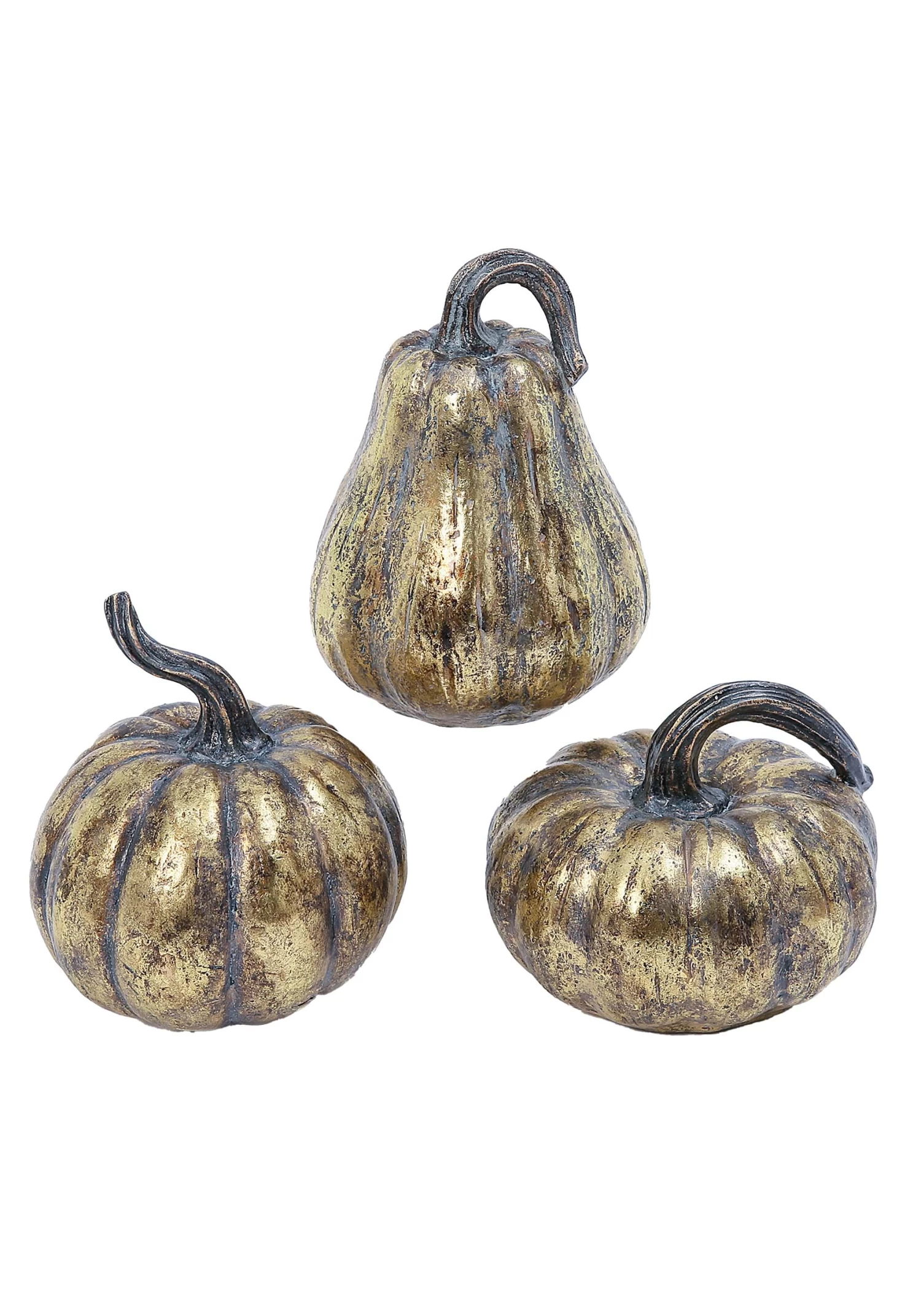 Gold 6" Set Of 3 Pumpkins 1 Gold 6" Set Of 3 Pumpkins