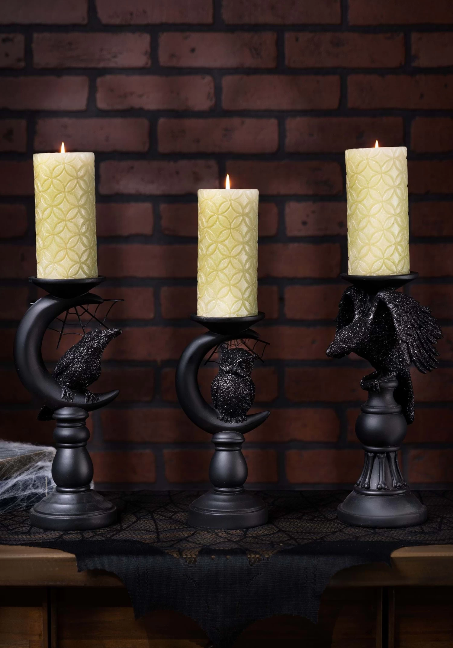 Set Of 3 Halloween Matte Black Candleholders Decoration 2 Set Of 3 Halloween Matte Black Candleholders Decoration - Image 2