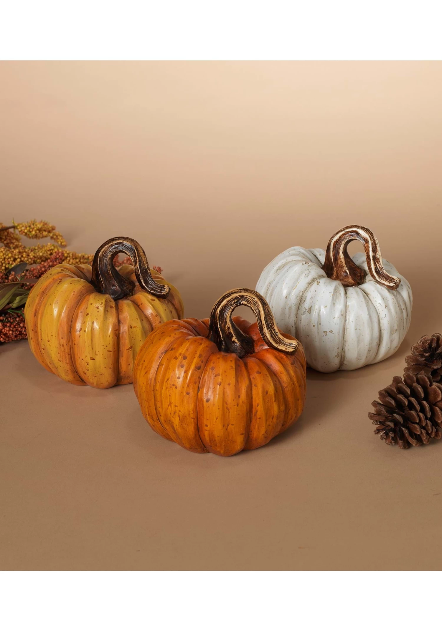 4" Resin Pumpkins Set Of Three 2 4" Resin Pumpkins Set Of Three - Image 2