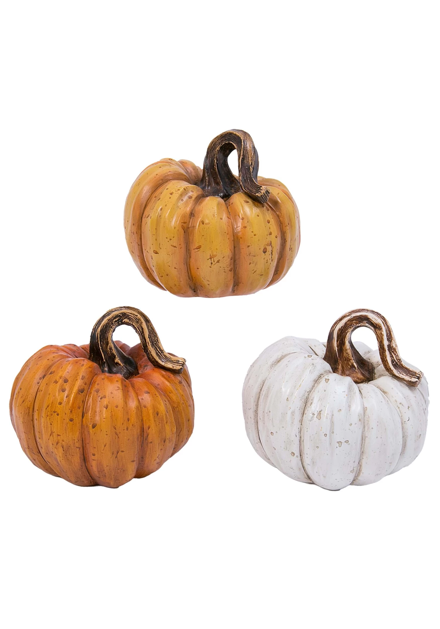 4" Resin Pumpkins Set Of Three 1 4" Resin Pumpkins Set Of Three