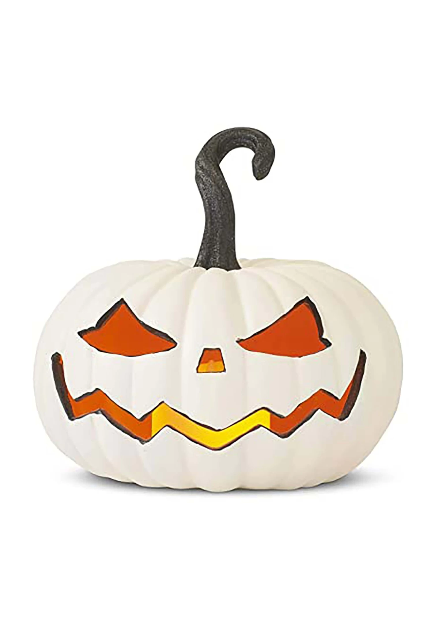 Set Of 3 White Resin LED Flicker Flame Jack 'O Lanterns Decoration 2 Set Of 3 White Resin LED Flicker Flame Jack 'O Lanterns Decoration - Image 2