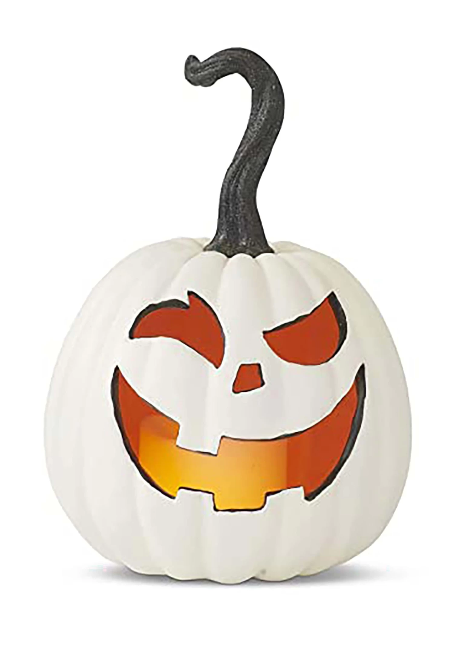 Set Of 3 White Resin LED Flicker Flame Jack 'O Lanterns Decoration 3 Set Of 3 White Resin LED Flicker Flame Jack 'O Lanterns Decoration - Image 3
